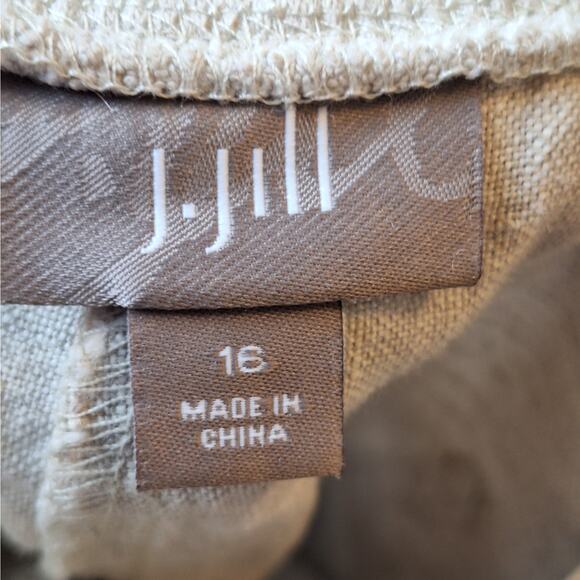 J. Jill Women 16 Light Beige Flat Front 100% Linen Cropped Pants - Picture 3 of 6
